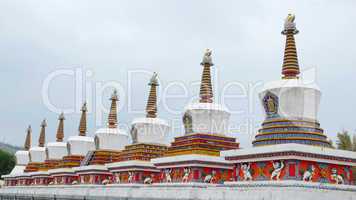 Landmarks of Tibetan stupa in a lamasery