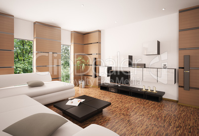 Modern living room interior 3d render