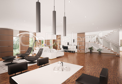 Interior of modern apartment 3d render