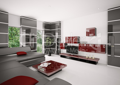 Modern living room interior 3d render