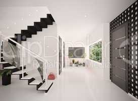 Interior of modern entrance hall 3d render