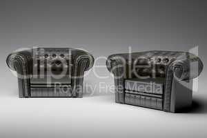 black leather armchair 3d
