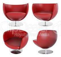 Red leather armchairs 3d