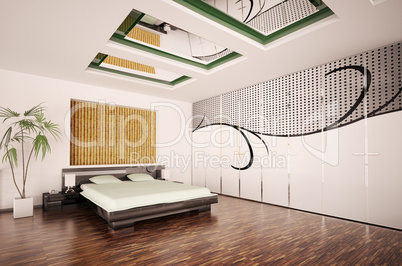 Modern bedroom interior 3d render