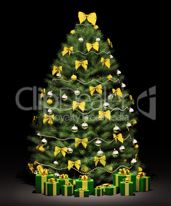 Christmas fir tree with decorations 3d render