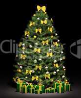 Christmas fir tree with decorations 3d render