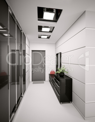 Interior of modern entrance hall 3d render