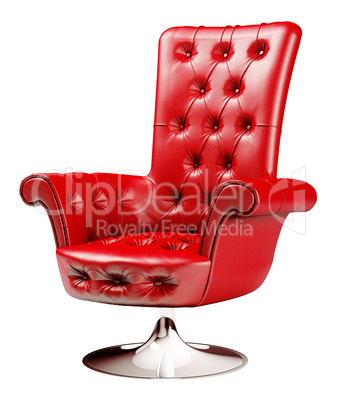 Red armchair with clipping path 3d