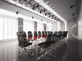 Modern boardroom interior 3d