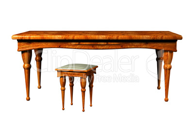 Antique Table and stool 3d