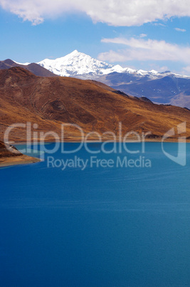 Landscape of mountains and lake