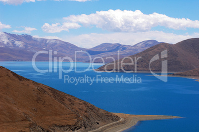 Landscape of mountains and lake