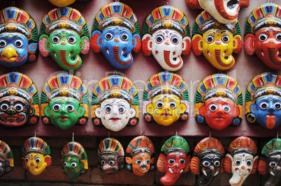 Colorful masks in Kathmandu Nepal