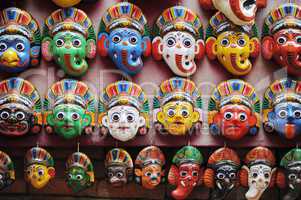 Colorful masks in Kathmandu Nepal