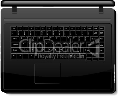 Realistic laptop isolated on white background (top view)