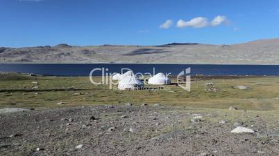 Mountain yurts at Khoton Nuur lake