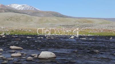 Rapid mountain river in Mongolian Altai ( Dayan )