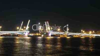 Blagoveshensky bridge over Neva river in St. Petersburg timelapse