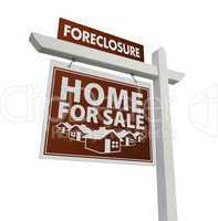 Red Foreclosure Home For Sale Real Estate Sign on White
