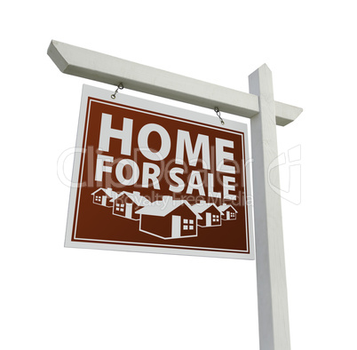 Red Home for Sale Real Estate Sign on White