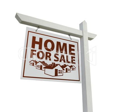 White Home for Sale Real Estate Sign Isolated