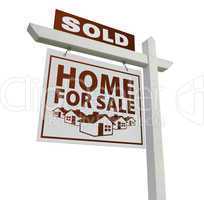 White Sold Home for Sale Real Estate Sign Isolated