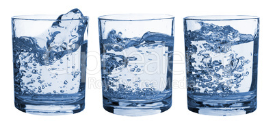 Set of glasses water splash