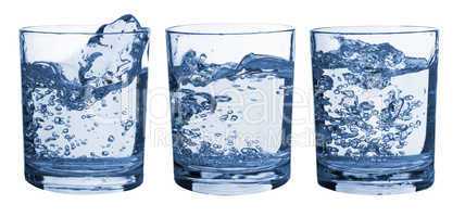 Set of glasses water splash