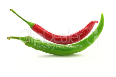 Red and green chili peppers