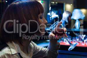 young women with wine glass