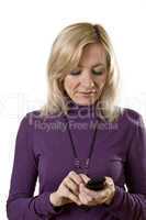Business lady writing mail on her phone
