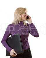 Business lady talking mail on her phone