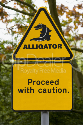 Alligator Danger Warning Sign