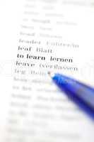 die englische Sprache lernen / the words to learn on paper