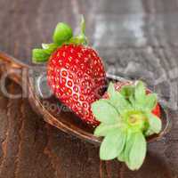 Erdbeeren auf Holzlöffel / strawberries on wooden spoon