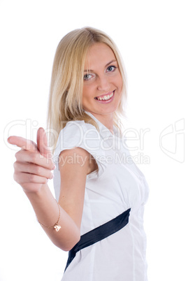 Woman with pointing finger