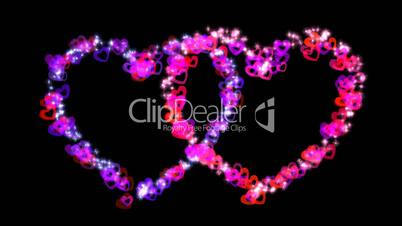 Animation of two beautiful throbbing hearts