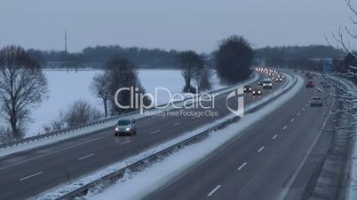 Autobahn Winter Abend - Motorway Winter Evening