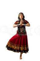 Woman stand in yoga pose - indian costume