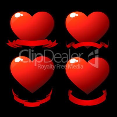 Red shiny hearts