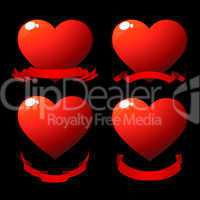 Red shiny hearts
