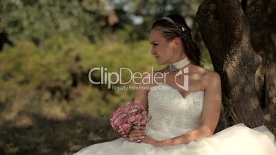 Bride sat down to rest