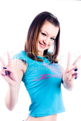 Girl with victory sign