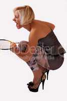 Junge Frau beim Badmintonspiel 721