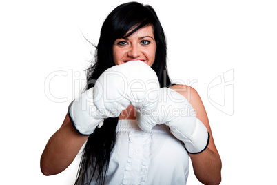 Junge Frau mit Boxhandschuhen 115