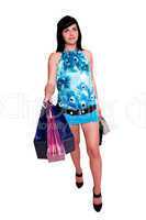 Junge Frau beim einkaufen mit Einkaufstaschen 150