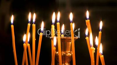 Candles in church .