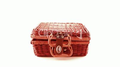 wicker picnic basket isolated on white