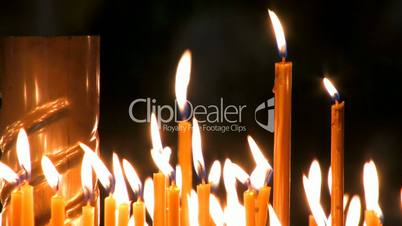 Candles in church .