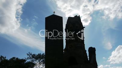 Berlin - Kaiser Wilhelm Memorial Church with Clouds - Time Lapse